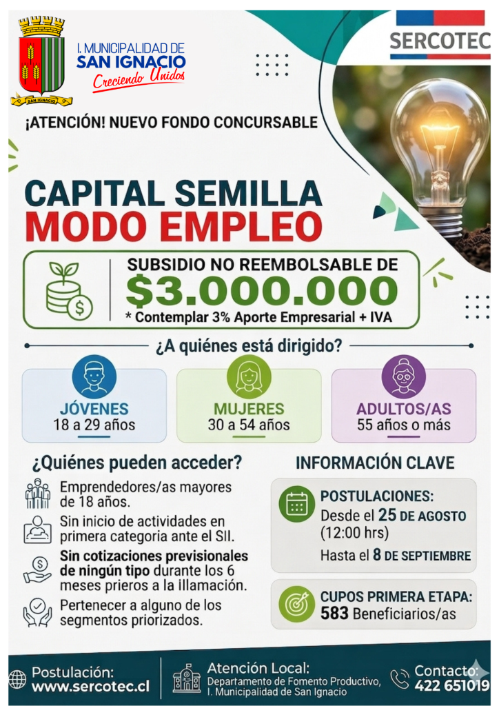 ¡Atención emprendedores y emprendedoras de San Ignacio!